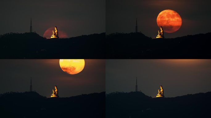 【商用4K】西蕉中秋观音超级月亮圆月月升