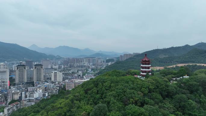 三明市麒麟山公园航拍麒麟山公园鸟瞰