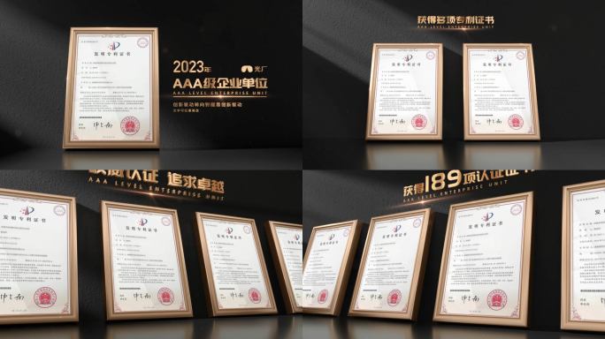 黑金专利证书荣誉展示