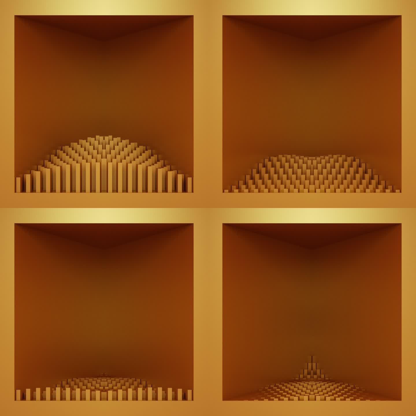 【裸眼3D】金色几何立体矩阵起伏折角空间