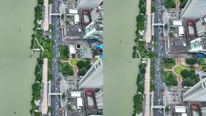 三明市江滨路俯拍道路交通车流车辆