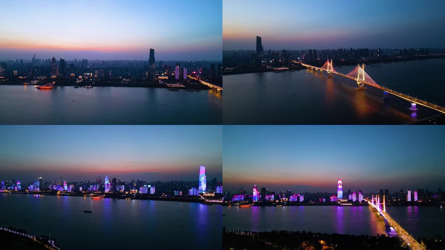 武汉夜景灯光秀航拍