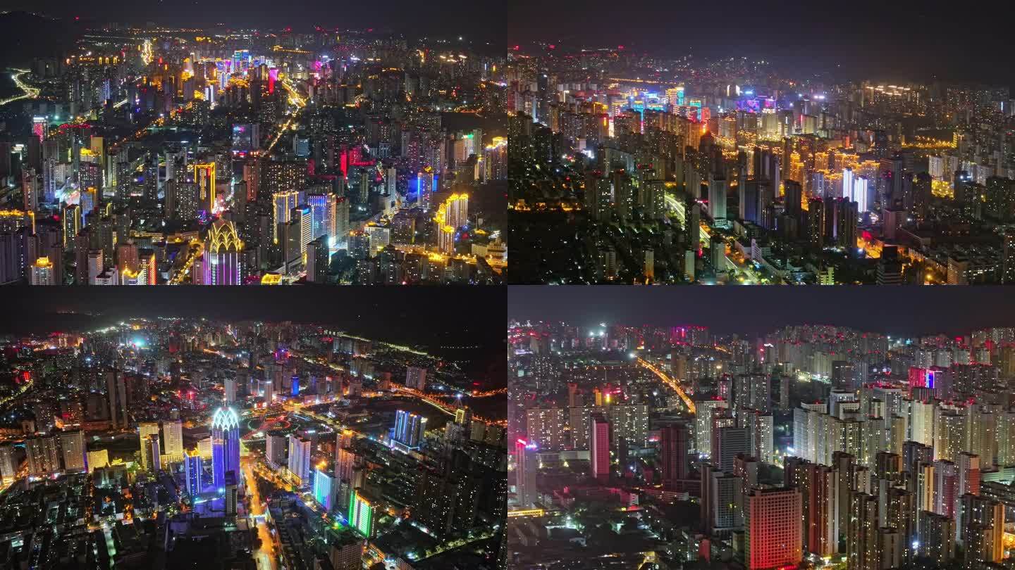 航拍高清西宁夜景合集