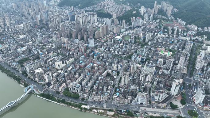 三明市三元区航拍沙溪三明市区大景高空俯拍