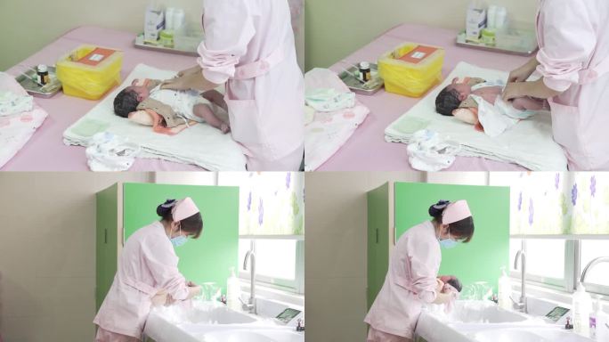 医院宣传儿科护士新生儿洗澡护理