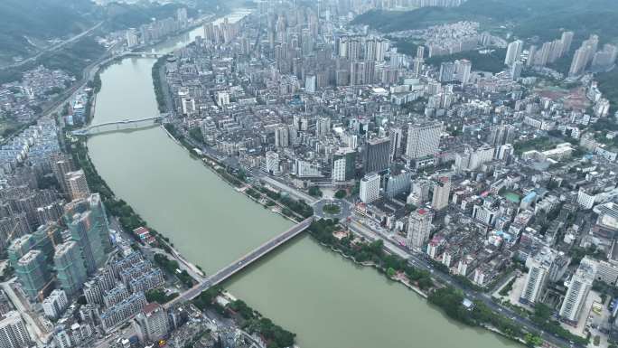 三明市三元区航拍沙溪三明市区大景高空俯拍