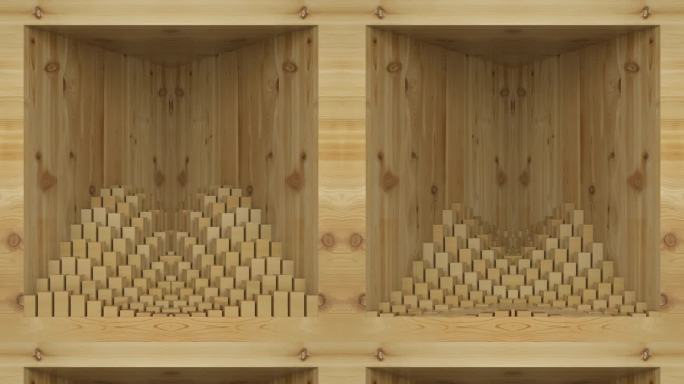 【裸眼3D】原木木方空间曲线方柱立体波形