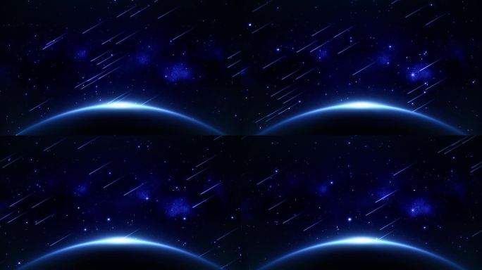 4K蓝色科技空间地球星空通用背景