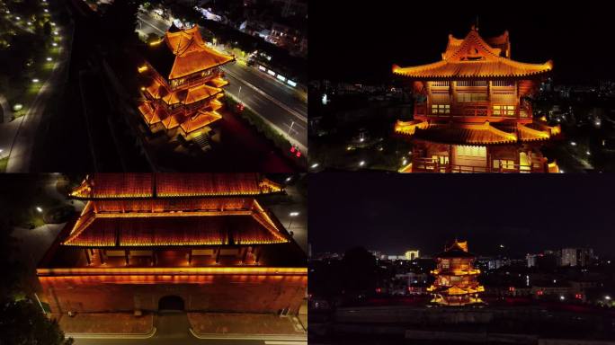 肇庆古城墙披云楼肇庆府夜景