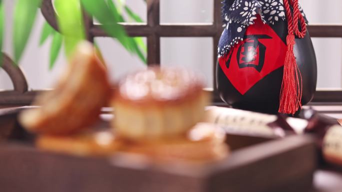 传统节日中秋节 月饼 酒