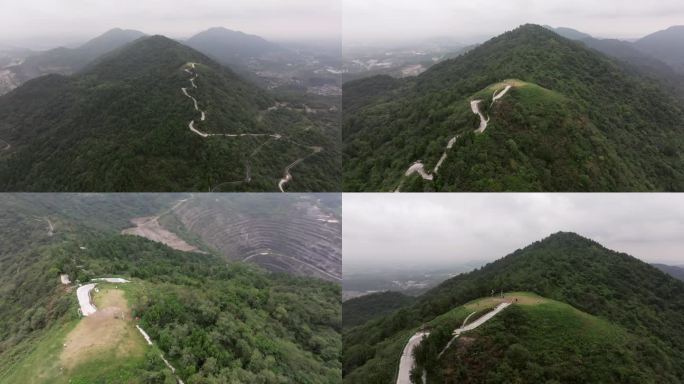 四峰山风景区鄂州最高峰山头滑翔伞基地航拍