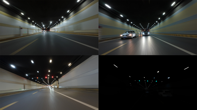 高速行驶穿梭隧道动感极速马路飙车4K