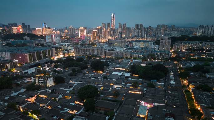 福建福州三坊七巷夜景航拍延时空镜宣传片