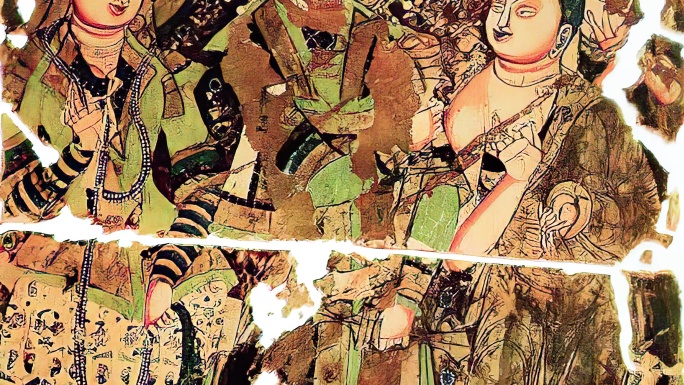 龟兹王托提卡和王后的绘画画像
