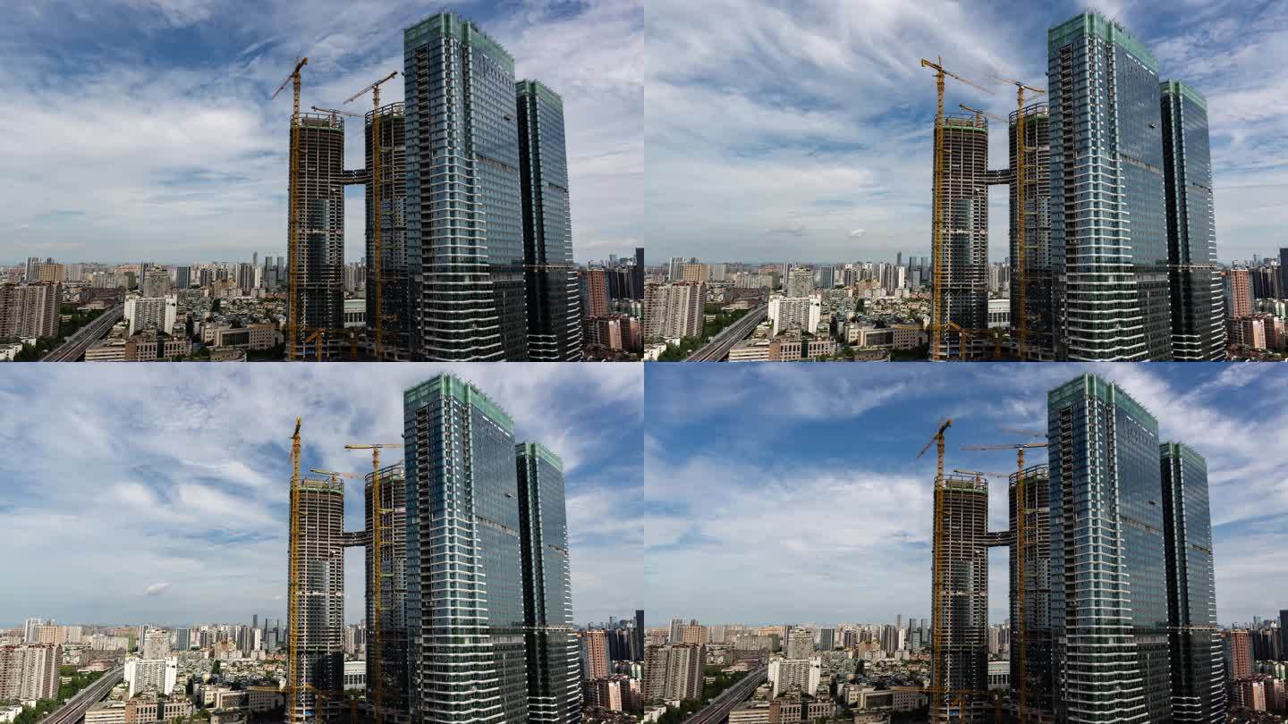 城市高层建筑施工工地延时城市天空延时