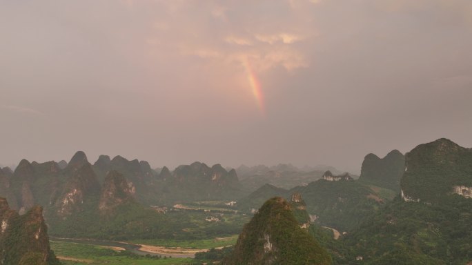 桂林 阳朔 九马画山 自然风光 日落