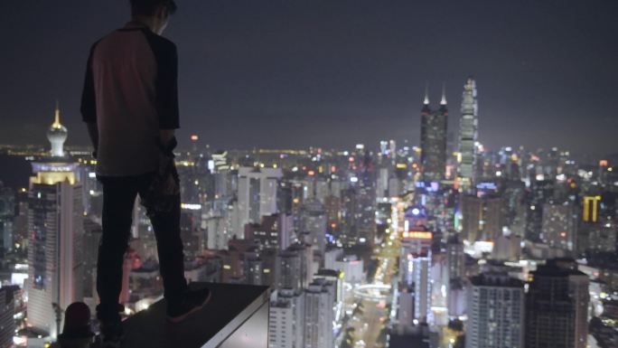 深圳 夜景 高楼 背影 俯瞰城市