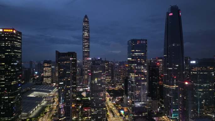 深圳福田区大百汇卓越中心夜景航拍