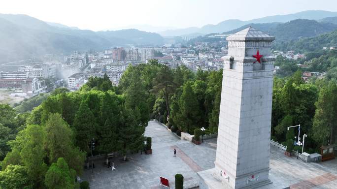 大别山革命根据地将军故乡金寨红军广场航拍