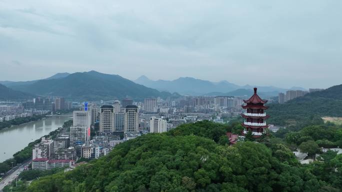 三明市麒麟山公园航拍麒麟山公园鸟瞰