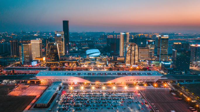 相城区夜景航拍延时 相城区地标夜景