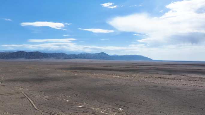新疆风景 戈壁 沙漠 戈壁中的一条路