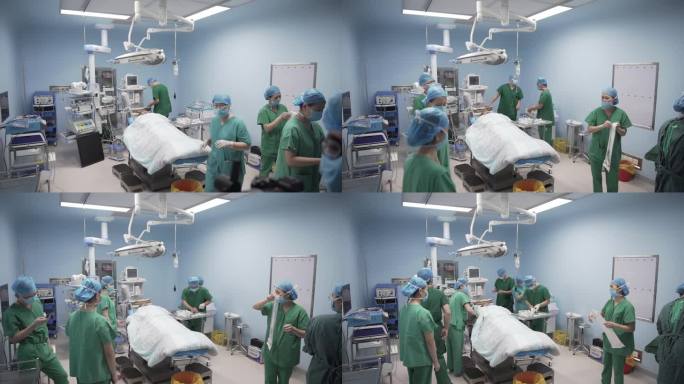 医院里忙碌的手术室延时拍摄