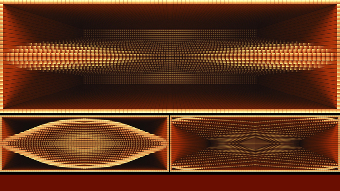 【裸眼3D】金红方块立体曲线波形矩阵空间