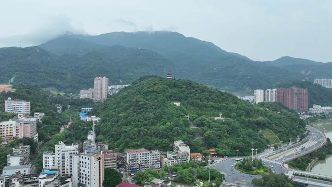 三明市麒麟山公园航拍麒麟山公园鸟瞰