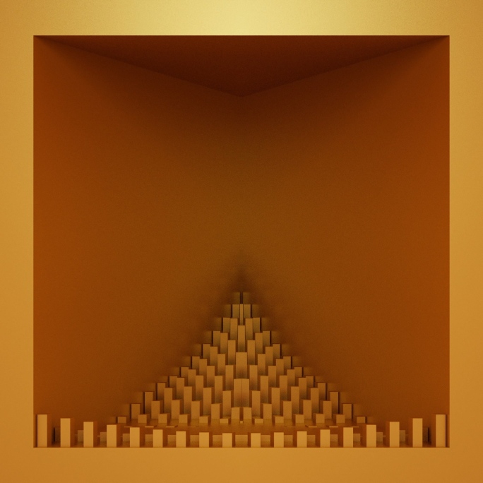 【裸眼3D】金色立体几何矩阵起伏折角空间