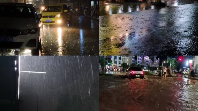 特大暴雨天积水内涝淹没城市实拍台风水浸街