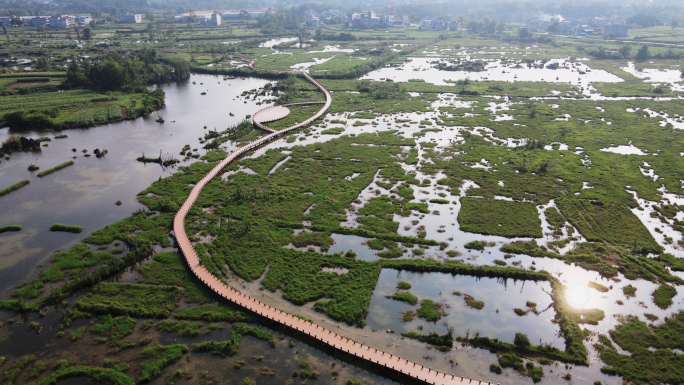 广西河池都安澄江国家湿地公园航拍大门4K