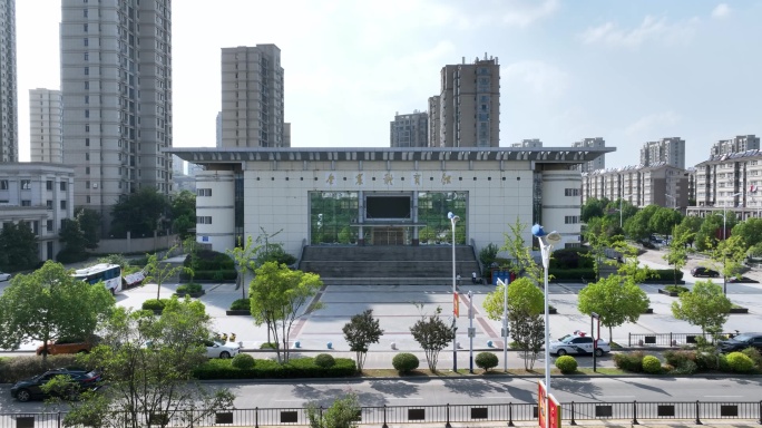 安徽金寨县城市建筑金寨体育馆航拍