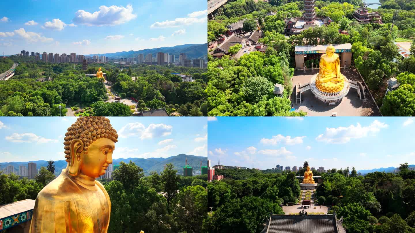 航拍重庆九龙坡区华岩寺