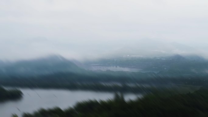 杭州西湖烟雨风航拍