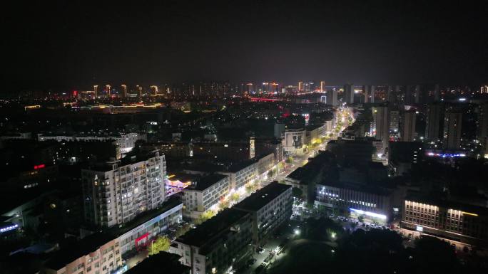 台州玉环楚门镇夜景航拍