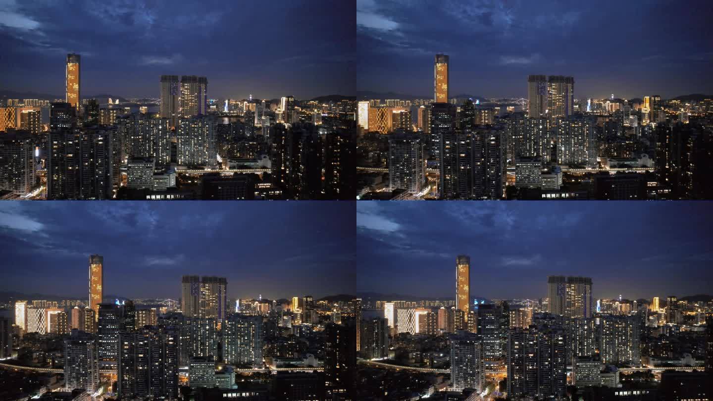 航拍厦门城市夜景