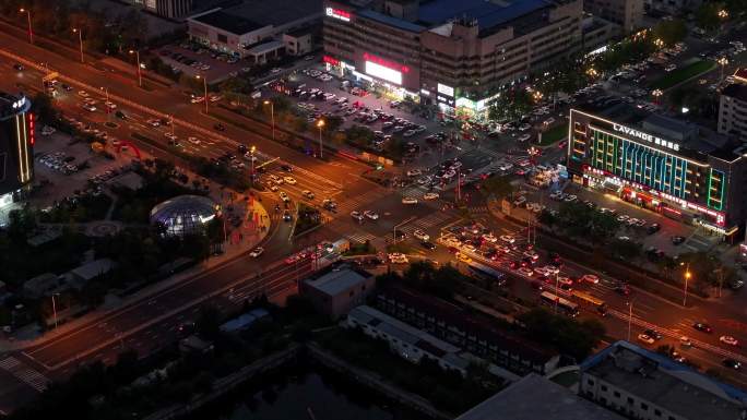 山东威海高新区的城市夜景航拍合集