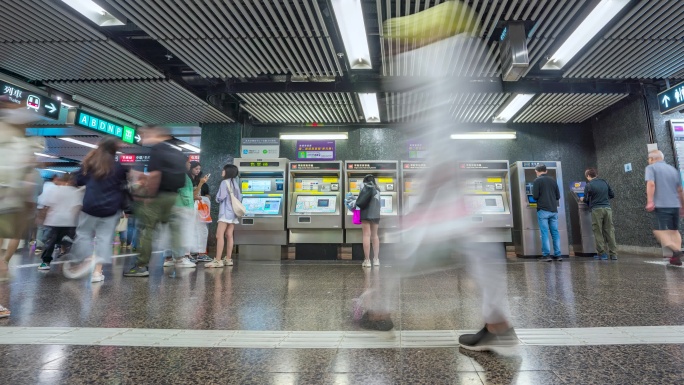 香港地铁购票处_地铁人来人往日景固定延时