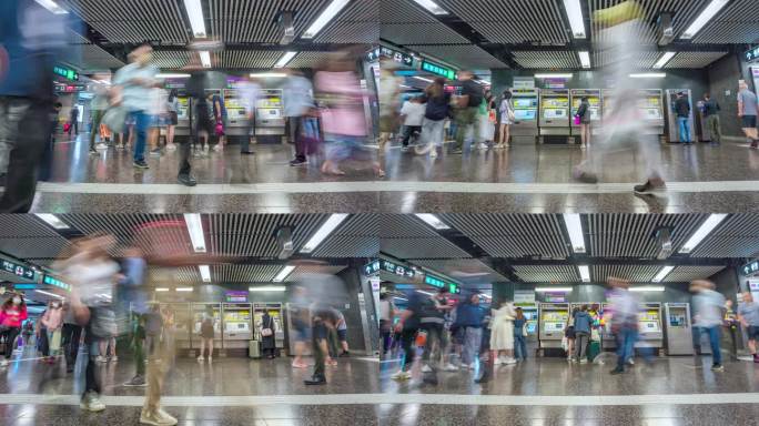 香港地铁购票处_地铁人来人往日景固定延时