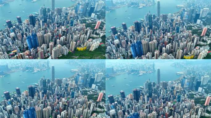俯瞰直飞环绕香港CBD航拍视频4K30P