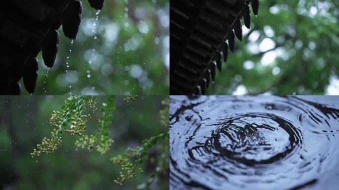 中式意境下雨雨落屋檐