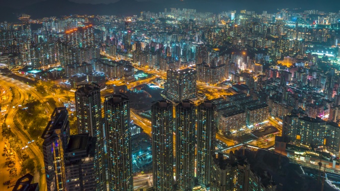 香港西九龙夜景_香港万家灯火夜景延时