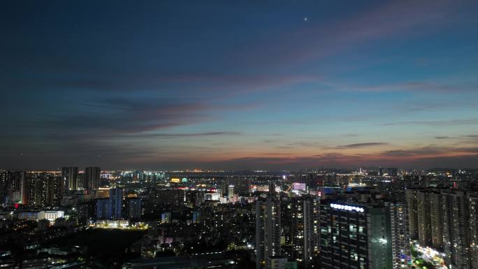 航拍深圳沙井夜景4k