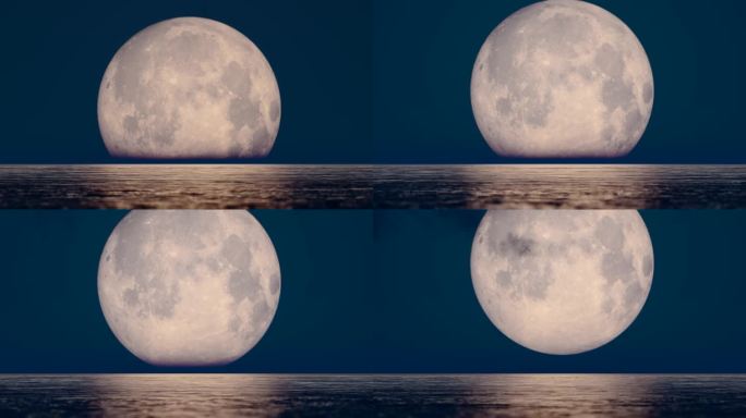 八月十五中秋节海上升起的月亮