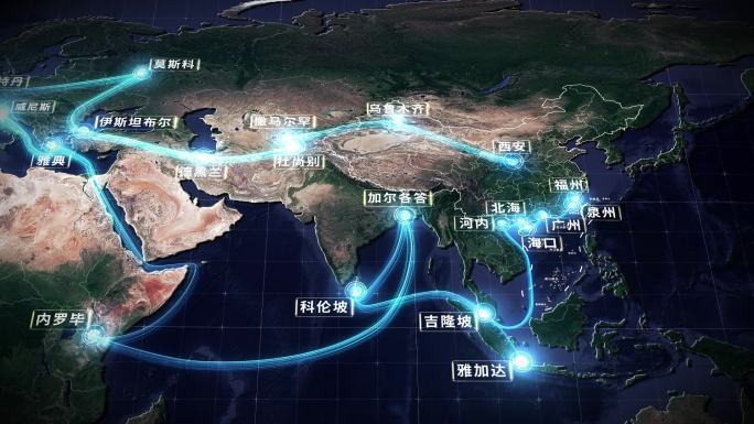 丝绸之路一带一路卫星地图