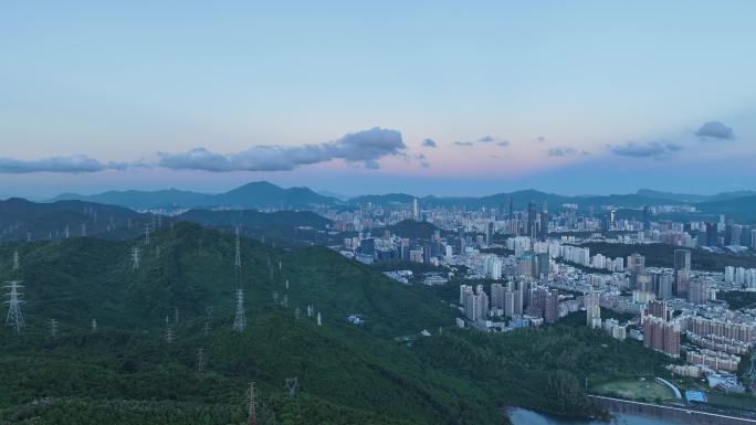 航拍深圳梅林后山大景4k