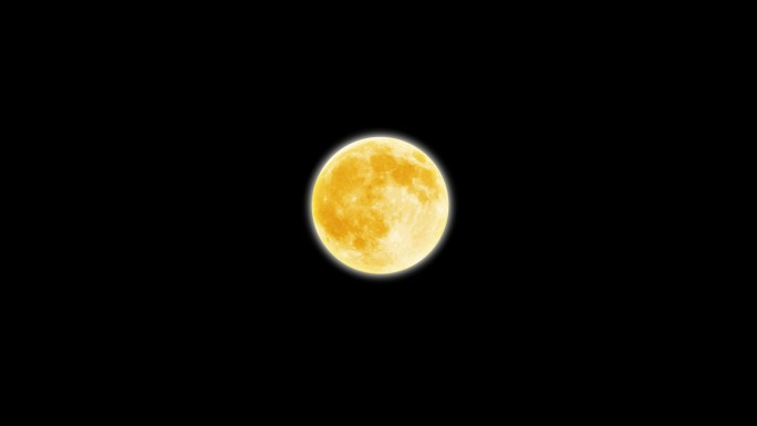 4K月亮透明通道 黄金月亮上升 弯月明月