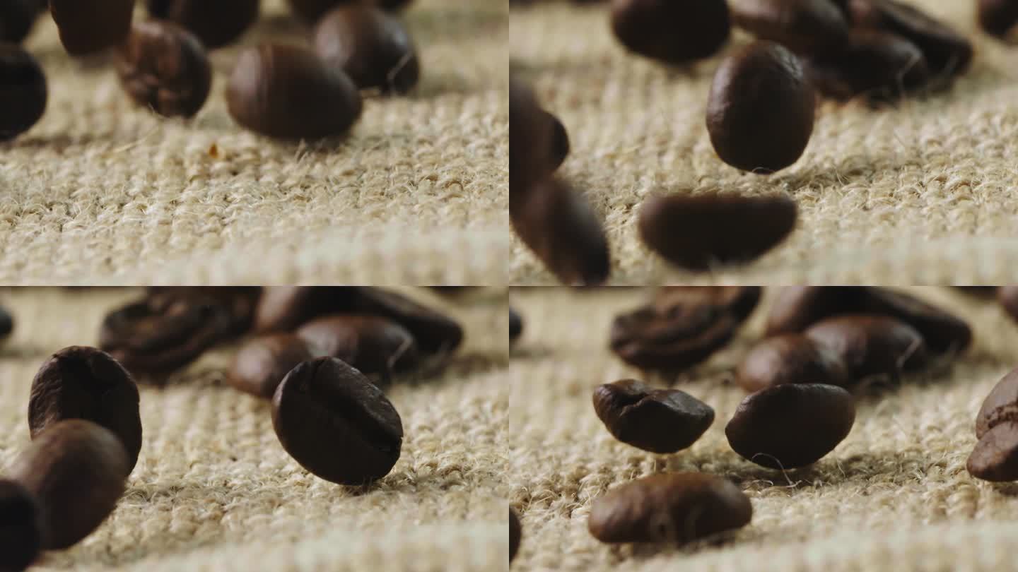 咖啡豆掉落到桌上