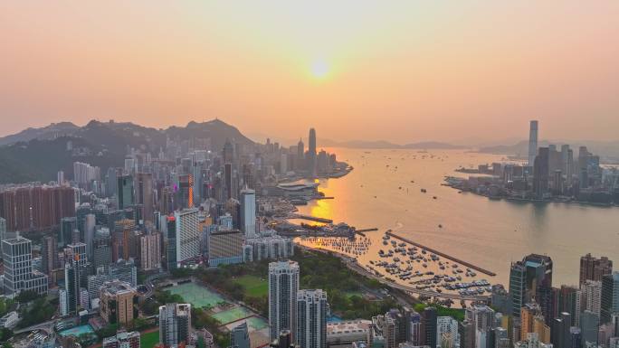 向上抬升拍摄香港全景日景航拍4K60P